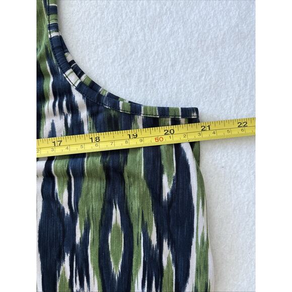 Michael Kors Dress 1X Sleeveless Navy Green White Wedding Guest Brunch - Picture 3 of 6